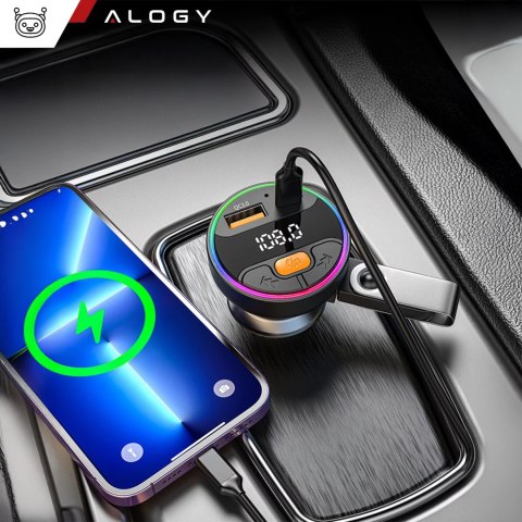Alogy Transmiter samochodowy z Ładowarką Alogy PowerTune USB-A USB-C szybkie ładowanie PowerDelivery PD30W Quick Charge QC3.0 Czarny Alogy Transmiter samochodowy z Ładowarką Alogy PowerTune USB-A USB-C szybkie ładowanie PowerDelivery PD30W Quick Charge QC3.0 Czarny