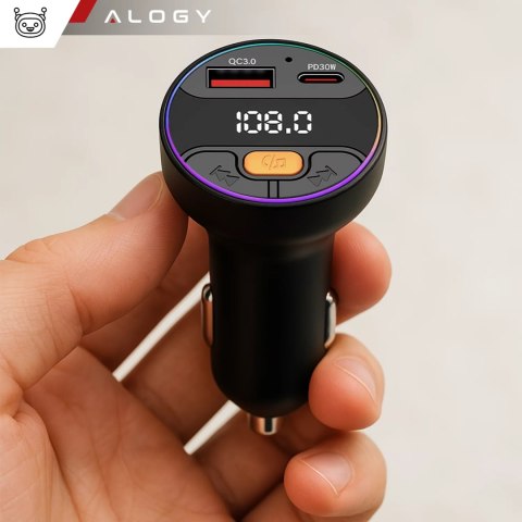 Alogy Transmiter samochodowy z Ładowarką Alogy PowerTune USB-A USB-C szybkie ładowanie PowerDelivery PD30W Quick Charge QC3.0 Czarny Alogy Transmiter samochodowy z Ładowarką Alogy PowerTune USB-A USB-C szybkie ładowanie PowerDelivery PD30W Quick Charge QC3.0 Czarny