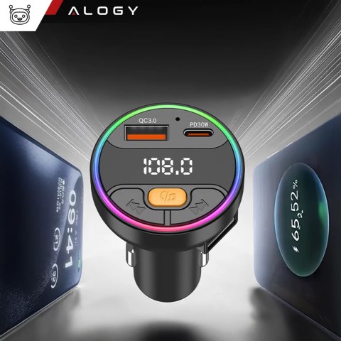 Alogy Transmiter samochodowy z Ładowarką Alogy PowerTune USB-A USB-C szybkie ładowanie PowerDelivery PD30W Quick Charge QC3.0 Czarny Alogy Transmiter samochodowy z Ładowarką Alogy PowerTune USB-A USB-C szybkie ładowanie PowerDelivery PD30W Quick Charge QC3.0 Czarny