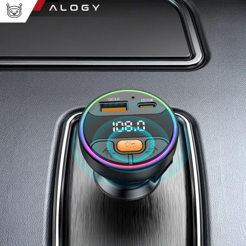 Alogy Transmiter samochodowy z Ładowarką Alogy PowerTune USB-A USB-C szybkie ładowanie PowerDelivery PD30W Quick Charge QC3.0 Czarny Alogy Transmiter samochodowy z Ładowarką Alogy PowerTune USB-A USB-C szybkie ładowanie PowerDelivery PD30W Quick Charge QC3.0 Czarny