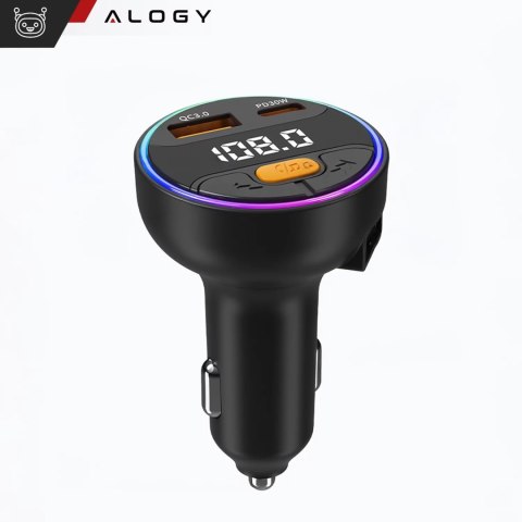 Alogy Transmiter samochodowy z Ładowarką Alogy PowerTune USB-A USB-C szybkie ładowanie PowerDelivery PD30W Quick Charge QC3.0 Czarny Alogy Transmiter samochodowy z Ładowarką Alogy PowerTune USB-A USB-C szybkie ładowanie PowerDelivery PD30W Quick Charge QC3.0 Czarny