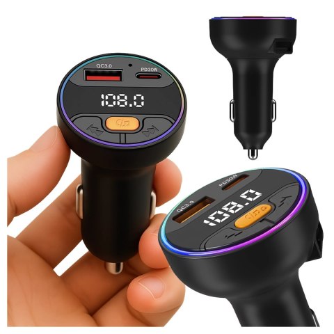 Alogy Transmiter samochodowy z Ładowarką Alogy PowerTune USB-A USB-C szybkie ładowanie PowerDelivery PD30W Quick Charge QC3.0 Czarny Alogy Transmiter samochodowy z Ładowarką Alogy PowerTune USB-A USB-C szybkie ładowanie PowerDelivery PD30W Quick Charge QC3.0 Czarny