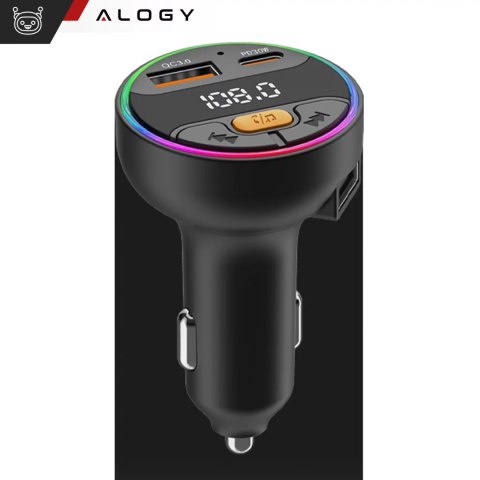 Alogy Transmiter samochodowy z Ładowarką Alogy PowerTune USB-A USB-C szybkie ładowanie PowerDelivery PD30W Quick Charge QC3.0 Czarny Alogy Transmiter samochodowy z Ładowarką Alogy PowerTune USB-A USB-C szybkie ładowanie PowerDelivery PD30W Quick Charge QC3.0 Czarny