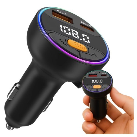Alogy Transmiter samochodowy z Ładowarką Alogy PowerTune USB-A USB-C szybkie ładowanie PowerDelivery PD30W Quick Charge QC3.0 Czarny Alogy Transmiter samochodowy z Ładowarką Alogy PowerTune USB-A USB-C szybkie ładowanie PowerDelivery PD30W Quick Charge QC3.0 Czarny