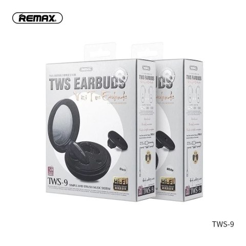 Remax Słuchawki bezprzewodowe Bluetooth 5.0 z Etui, Lusterkiem, Białe REMAX TWS-9 Remax Słuchawki bezprzewodowe Bluetooth 5.0 z Etui, Lusterkiem, Białe REMAX TWS-9