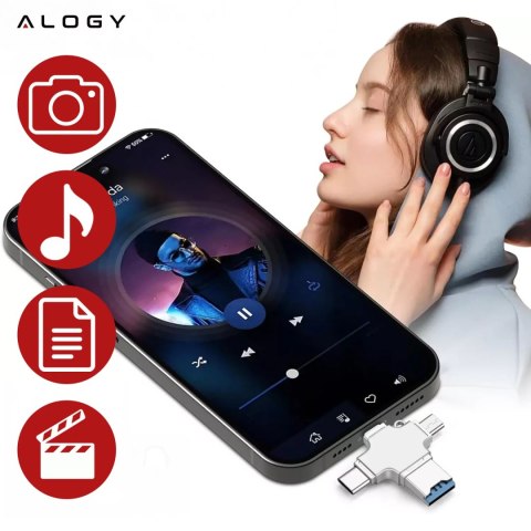 Alogy Czytnik kart SD Alogy SmartRead Pro 4w1 adapter USB3.0 do TF / Lightning / USB-C / micro USB Alogy Czytnik kart SD Alogy SmartRead Pro 4w1 adapter USB3.0 do TF / Lightning / USB-C / micro USB