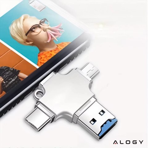 Alogy Czytnik kart SD Alogy SmartRead Pro 4w1 adapter USB3.0 do TF / Lightning / USB-C / micro USB Alogy Czytnik kart SD Alogy SmartRead Pro 4w1 adapter USB3.0 do TF / Lightning / USB-C / micro USB