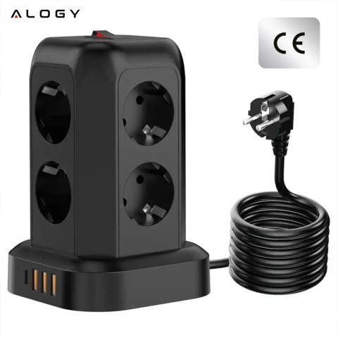 Alogy Przedłużacz 12w1 Rozdzielacz wieża ładująca Alogy ChargeTower Pro 2500W 8x gniazdo ładujące 3x USB.A 1x USB.C kabel 1.8m Czarny Alogy Przedłużacz 12w1 Rozdzielacz wieża ładująca Alogy ChargeTower Pro 2500W 8x gniazdo ładujące 3x USB.A 1x USB.C kabel 1.8m Czarny
