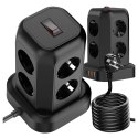 Alogy Przedłużacz 12w1 Rozdzielacz wieża ładująca Alogy ChargeTower Pro 2500W 8x gniazdo ładujące 3x USB.A 1x USB.C kabel 1.8m Czarny
