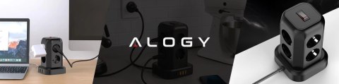 Alogy Przedłużacz 12w1 Rozdzielacz wieża ładująca Alogy ChargeTower Pro 2500W 8x gniazdo ładujące 3x USB.A 1x USB.C kabel 1.8m Czarny Alogy Przedłużacz 12w1 Rozdzielacz wieża ładująca Alogy ChargeTower Pro 2500W 8x gniazdo ładujące 3x USB.A 1x USB.C kabel 1.8m Czarny