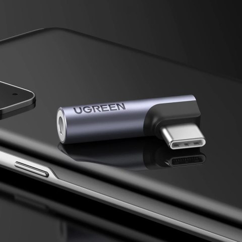 UGreen Adapter Ugreen AV154 USB-C do mini jack 3.5 mm Audio 90° Szary UGreen Adapter Ugreen AV154 USB-C do mini jack 3.5 mm Audio 90° Szary