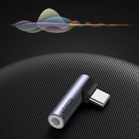 UGreen Adapter Ugreen AV154 USB-C do mini jack 3.5 mm Audio 90° Szary UGreen Adapter Ugreen AV154 USB-C do mini jack 3.5 mm Audio 90° Szary
