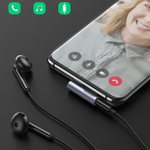 UGreen Adapter Ugreen AV154 USB-C do mini jack 3.5 mm Audio 90° Szary UGreen Adapter Ugreen AV154 USB-C do mini jack 3.5 mm Audio 90° Szary