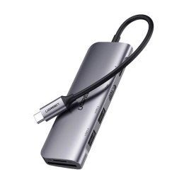UGreen Adapter Ugreen CM195 USB-C HDMI USB-A SD TF PD 100W Hub 6w1 Szary