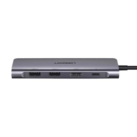 UGreen Adapter Ugreen CM195 USB-C HDMI USB-A SD TF PD 100W Hub 6w1 Szary UGreen Adapter Ugreen CM195 USB-C HDMI USB-A SD TF PD 100W Hub 6w1 Szary