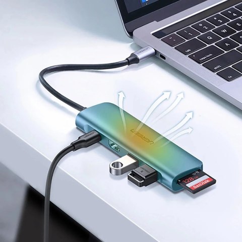 UGreen Adapter Ugreen CM195 USB-C HDMI USB-A SD TF PD 100W Hub 6w1 Szary UGreen Adapter Ugreen CM195 USB-C HDMI USB-A SD TF PD 100W Hub 6w1 Szary