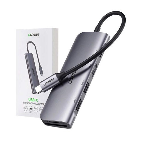 UGreen Adapter Ugreen CM195 USB-C HDMI USB-A SD TF PD 100W Hub 6w1 Szary UGreen Adapter Ugreen CM195 USB-C HDMI USB-A SD TF PD 100W Hub 6w1 Szary