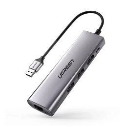 UGreen Adapter Ugreen CM266 USB-A 3.0 RJ45 3x USB-A micro USB Hub 5w1 Szary