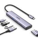 UGreen Adapter Ugreen CM478 USB-C do HDMI / USB-A 3.0 / 2x USB 2.0 / PD Szary