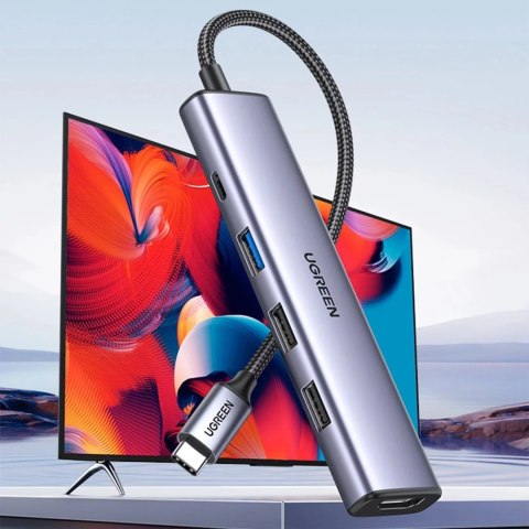 UGreen Adapter Ugreen CM478 USB-C do HDMI / USB-A 3.0 / 2x USB 2.0 / PD Szary UGreen Adapter Ugreen CM478 USB-C do HDMI / USB-A 3.0 / 2x USB 2.0 / PD Szary
