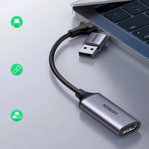 UGreen Adapter Ugreen CM489 HDMI do USB-A/USB-C Grabber 1080p 30Hz Szary UGreen Adapter Ugreen CM489 HDMI do USB-A/USB-C Grabber 1080p 30Hz Szary
