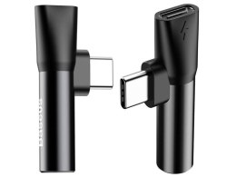 Baseus Adapter Baseus USB-C do Audio Mini Jack 3.5mm + USB-C kątowy L41 Czarny