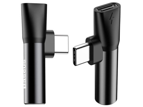 Baseus Adapter Baseus USB-C do Audio Mini Jack 3.5mm + USB-C kątowy L41 Czarny Baseus Adapter Baseus USB-C do Audio Mini Jack 3.5mm + USB-C kątowy L41 Czarny