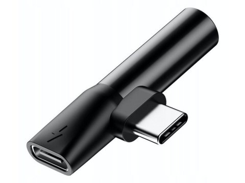 Baseus Adapter Baseus USB-C do Audio Mini Jack 3.5mm + USB-C kątowy L41 Czarny Baseus Adapter Baseus USB-C do Audio Mini Jack 3.5mm + USB-C kątowy L41 Czarny