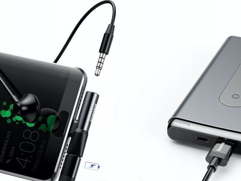 Baseus Adapter Baseus USB-C do Audio Mini Jack 3.5mm + USB-C kątowy L41 Czarny Baseus Adapter Baseus USB-C do Audio Mini Jack 3.5mm + USB-C kątowy L41 Czarny