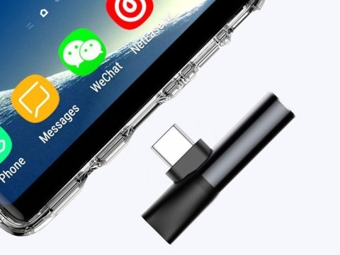 Baseus Adapter Baseus USB-C do Audio Mini Jack 3.5mm + USB-C kątowy L41 Czarny Baseus Adapter Baseus USB-C do Audio Mini Jack 3.5mm + USB-C kątowy L41 Czarny