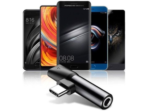 Baseus Adapter Baseus USB-C do Audio Mini Jack 3.5mm + USB-C kątowy L41 Czarny Baseus Adapter Baseus USB-C do Audio Mini Jack 3.5mm + USB-C kątowy L41 Czarny