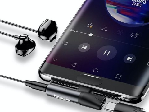 Baseus Adapter Baseus USB-C do Audio Mini Jack 3.5mm + USB-C kątowy L41 Czarny Baseus Adapter Baseus USB-C do Audio Mini Jack 3.5mm + USB-C kątowy L41 Czarny