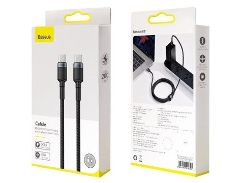 Baseus Kabel 2m Baseus Cafule USB-C Quick Charge 3.0 PD 2.0 100W 5A Szary Baseus Kabel 2m Baseus Cafule USB-C Quick Charge 3.0 PD 2.0 100W 5A Szary