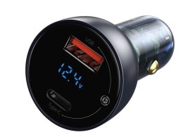 Baseus Ładowarka samochodowa Baseus USB /USB-C Type-C LED 65W QC PPS Szara