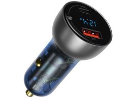 Baseus Ładowarka samochodowa Baseus USB/Type-C LED 65W QC PPS Srebrna