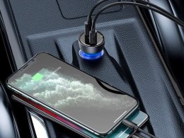 Baseus Ładowarka samochodowa Baseus USB/Type-C LED 65W QC PPS Srebrna