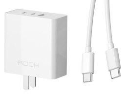 Rock Ładowarka sieciowa USB + 2x USB-C Rock Gan UE/ USA + Kabel USB-C Type C