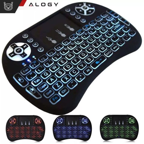 Alogy Bezprzewodowa mini Klawiatura Alogy podświetlana 3 kolory touchpad Alogy Bezprzewodowa mini Klawiatura Alogy podświetlana 3 kolory touchpad