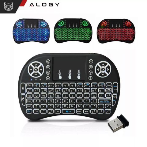 Alogy Bezprzewodowa mini Klawiatura Alogy podświetlana 3 kolory touchpad Alogy Bezprzewodowa mini Klawiatura Alogy podświetlana 3 kolory touchpad
