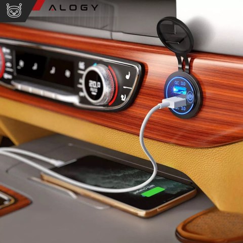 Alogy Ładowarka samochodowa / do motocykla zasilacz konektory Alogy 2x USB QC 3.0 LED Alogy Ładowarka samochodowa / do motocykla zasilacz konektory Alogy 2x USB QC 3.0 LED