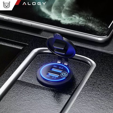 Alogy Ładowarka samochodowa / do motocykla zasilacz konektory Alogy 2x USB QC 3.0 LED Alogy Ładowarka samochodowa / do motocykla zasilacz konektory Alogy 2x USB QC 3.0 LED