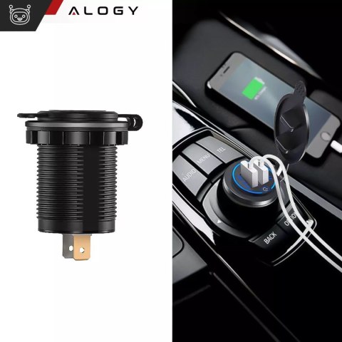 Alogy Ładowarka samochodowa / do motocykla zasilacz konektory Alogy 2x USB QC 3.0 LED Alogy Ładowarka samochodowa / do motocykla zasilacz konektory Alogy 2x USB QC 3.0 LED