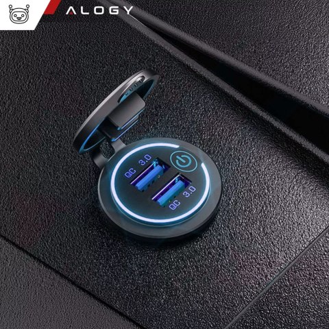 Alogy Ładowarka samochodowa / do motocykla zasilacz konektory Alogy 2x USB QC 3.0 LED Alogy Ładowarka samochodowa / do motocykla zasilacz konektory Alogy 2x USB QC 3.0 LED