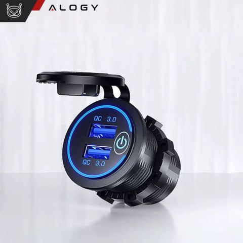 Alogy Ładowarka samochodowa / do motocykla zasilacz konektory Alogy 2x USB QC 3.0 LED Alogy Ładowarka samochodowa / do motocykla zasilacz konektory Alogy 2x USB QC 3.0 LED