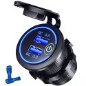 Alogy Ładowarka samochodowa / do motocykla zasilacz konektory Alogy 2x USB QC 3.0 LED