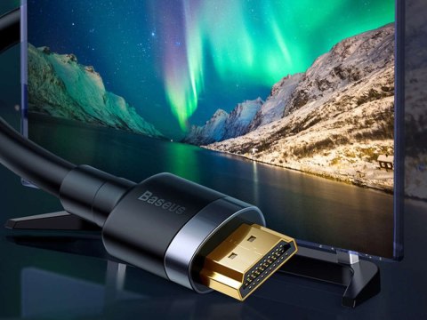 Baseus Kabel HDMI- HDMI 2.0 Baseus Cafule 4K FULL HD 3D 2m Czarno-szary Baseus Kabel HDMI- HDMI 2.0 Baseus Cafule 4K FULL HD 3D 2m Czarno-szary