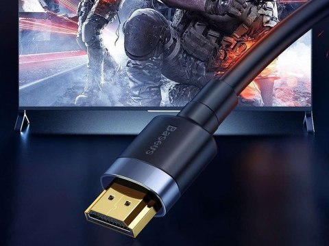 Baseus Kabel HDMI- HDMI 2.0 Baseus Cafule 4K FULL HD 3D 2m Czarno-szary Baseus Kabel HDMI- HDMI 2.0 Baseus Cafule 4K FULL HD 3D 2m Czarno-szary