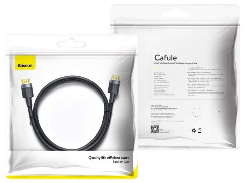 Baseus Kabel HDMI- HDMI 2.0 Baseus Cafule 4K FULL HD 3D 2m Czarno-szary Baseus Kabel HDMI- HDMI 2.0 Baseus Cafule 4K FULL HD 3D 2m Czarno-szary