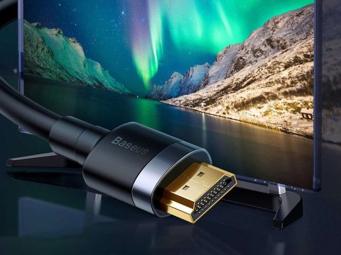 Baseus Kabel HDMI- HDMI 2.0 Baseus Cafule FULL HD 4K 60Hz 3D 5m Czarno-szary Baseus Kabel HDMI- HDMI 2.0 Baseus Cafule FULL HD 4K 60Hz 3D 5m Czarno-szary
