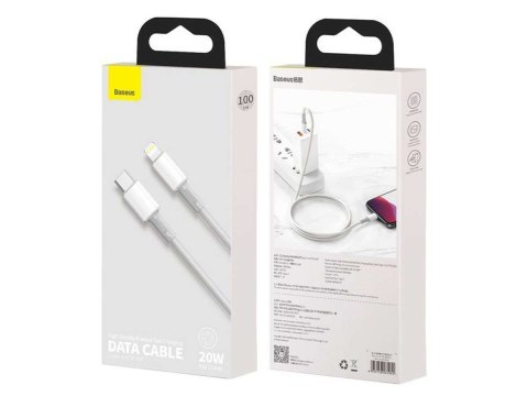 Baseus Kabel przewód Baseus USB-C Type C na Lightning PD 20W 1m White Baseus Kabel przewód Baseus USB-C Type C na Lightning PD 20W 1m White